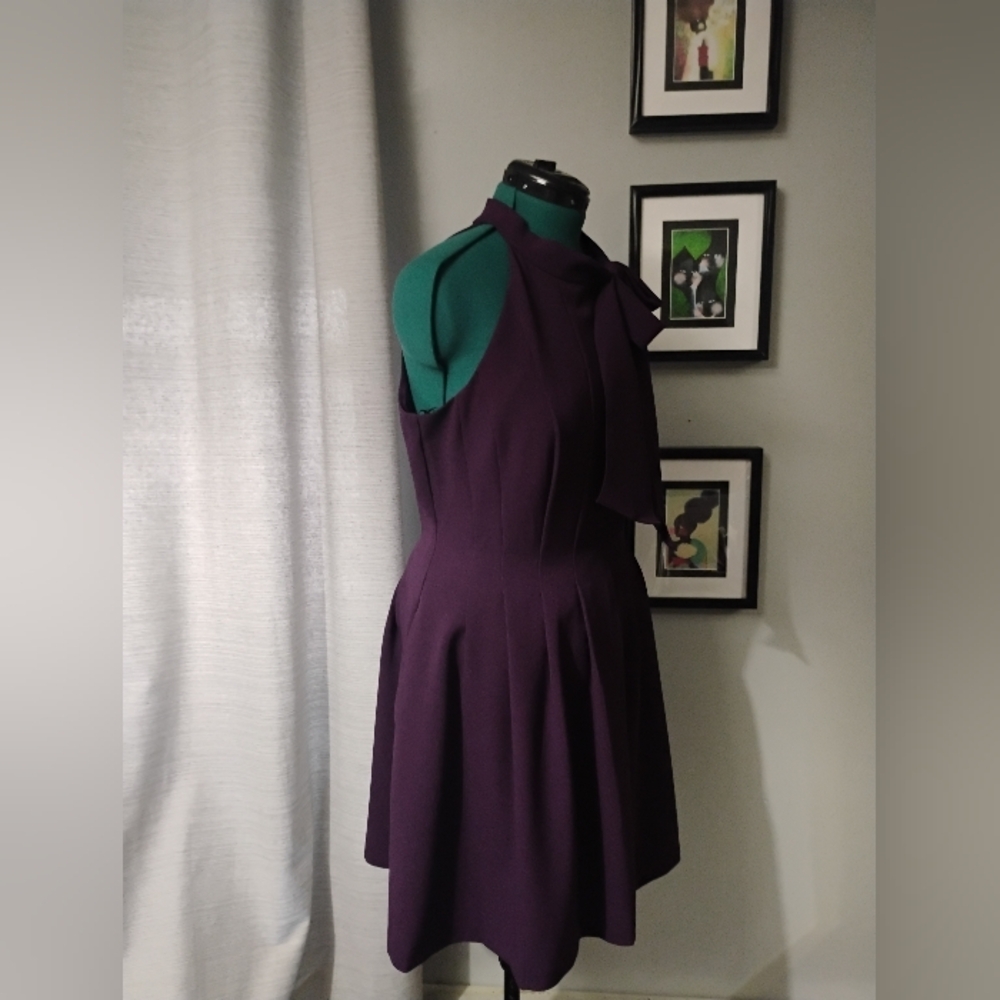 Vince Camuto Women's Bow-Neck Fit & Flare Dress Purple Sz 16 NWT - Picture 6 of 10